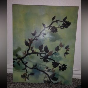 Floral Cherry Blossom Canvas Paintings Accent Wall Art Blue Green Black